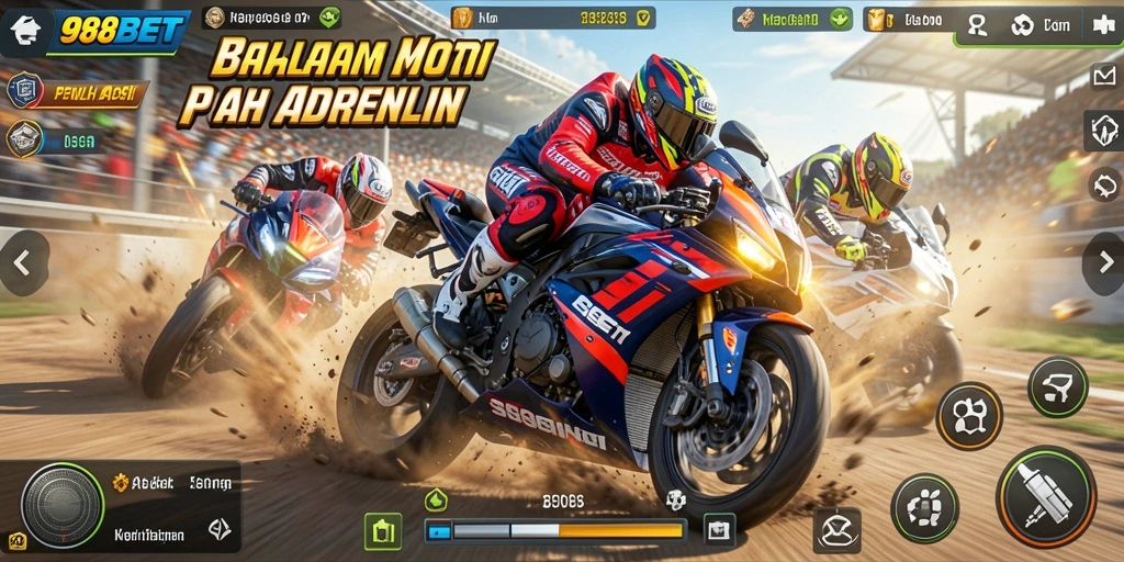 Gameplay seru di 988BET dengan balapan motor yang memukau.