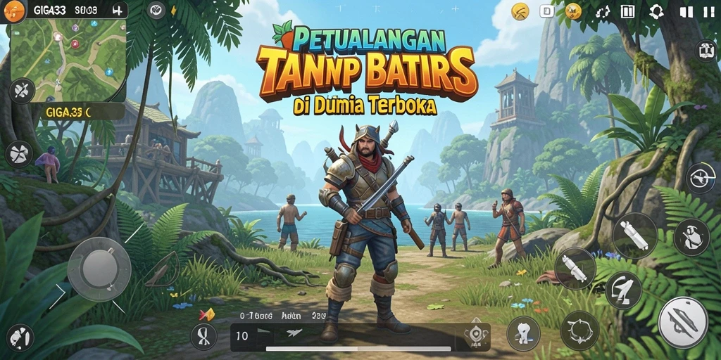 Tangkapan layar gameplay GIGA33 yang menampilkan dunia terbuka yang menakjubkan.