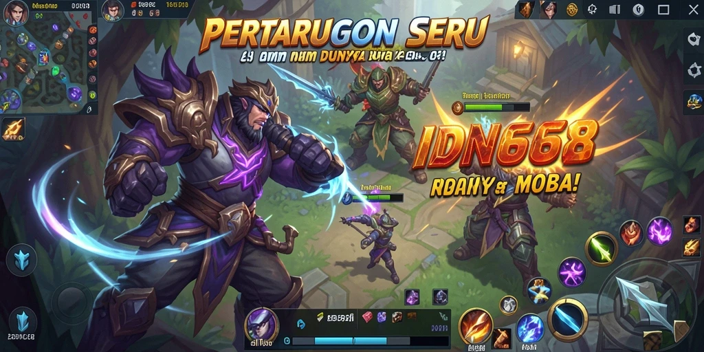Tampilan gameplay seru di arena MOBA IDN668.