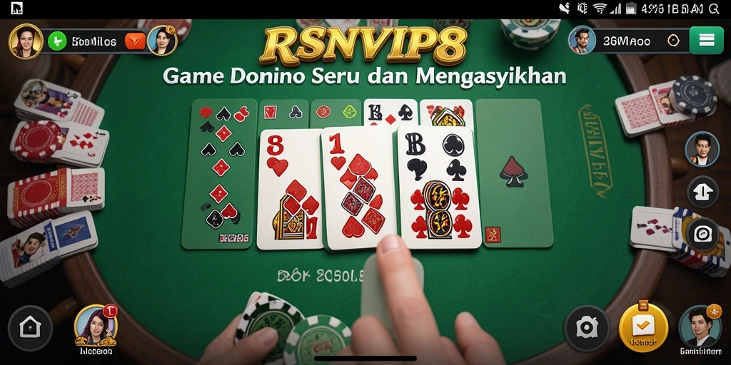 Tampilan gameplay seru dalam RSNVIP8 dengan teman-teman bermain Domino.