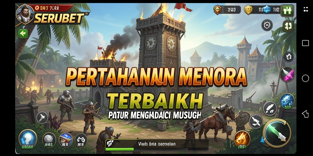 Tampilan gameplay SERUBET dalam menjawab gelombang serangan musuh.