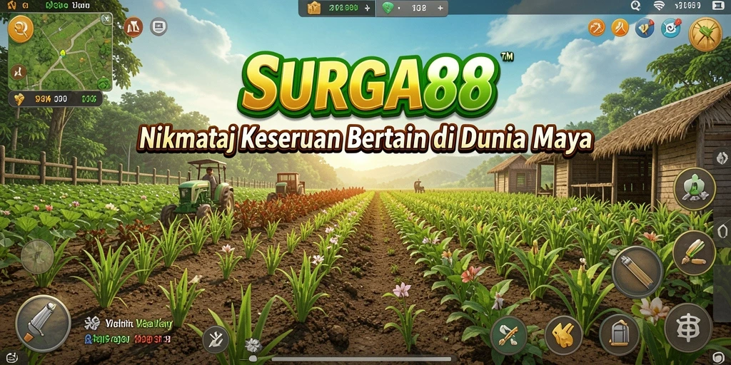 Tampilan gameplay menarik dengan lahan pertanian yang subur.