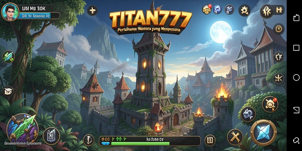 Tampilan gameplay menara pertahanan yang seru dan strategis di TITAN777.