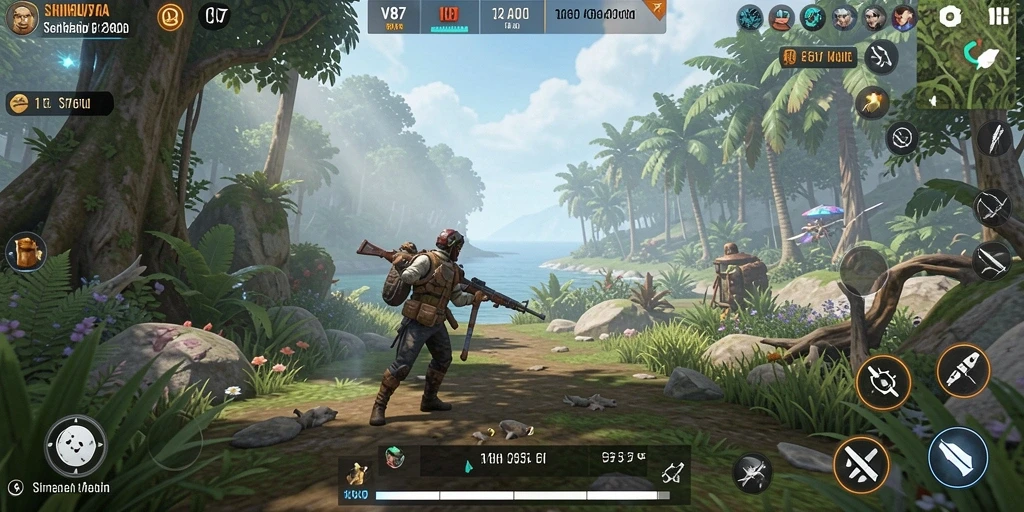 Screenshot V87 menunjukkan gameplay seru yang penuh tantangan kehidupan.