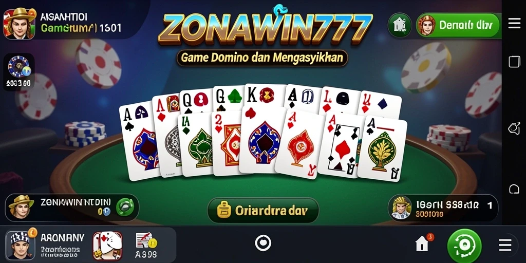 Tampilan gameplay ZONAWIN777 yang menampilkan permainan Domino yang seru.